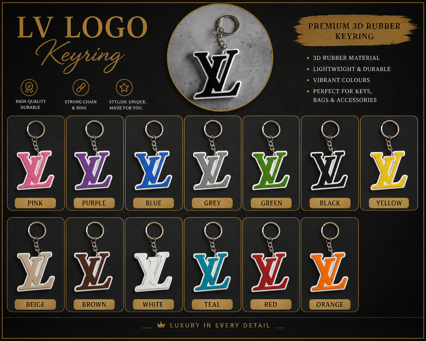 LV Inspired Keychain