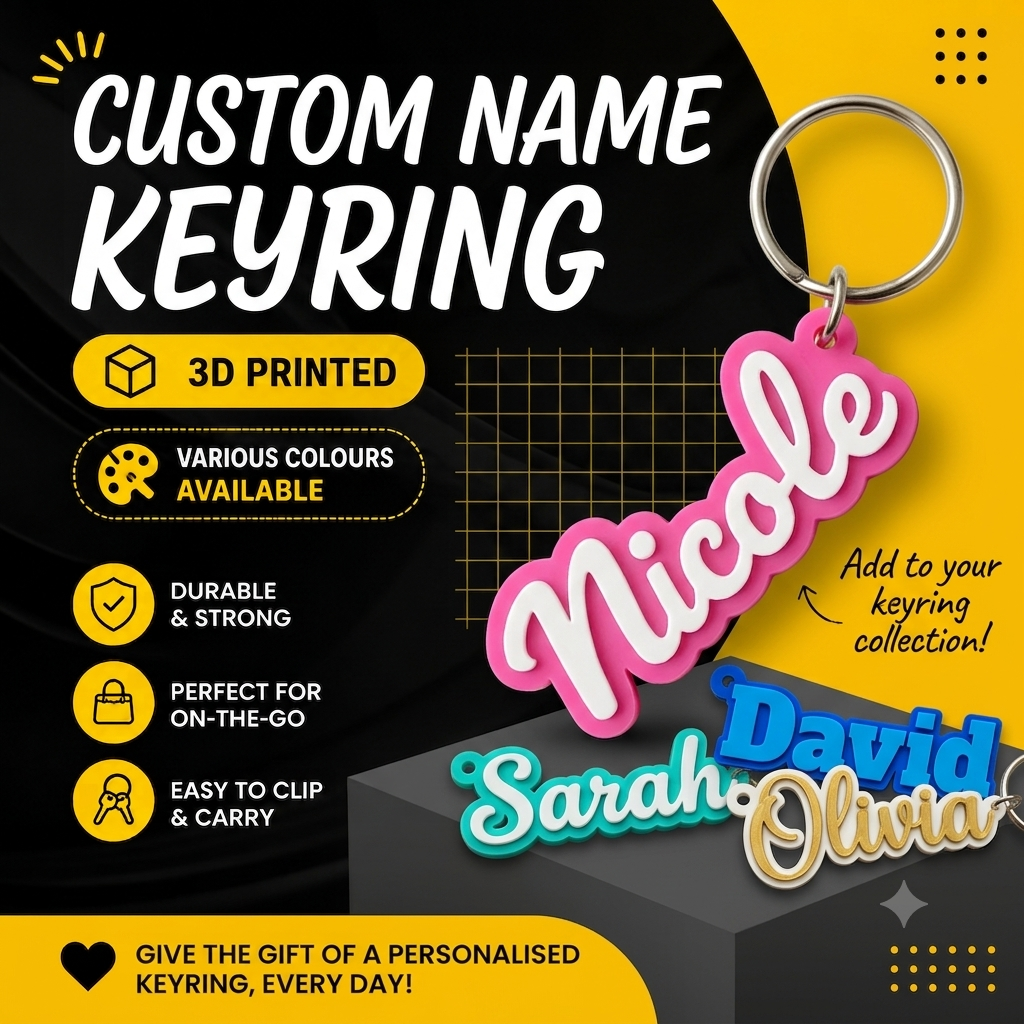 Custom Name Keyring — 3D Printed Personalised Keychain